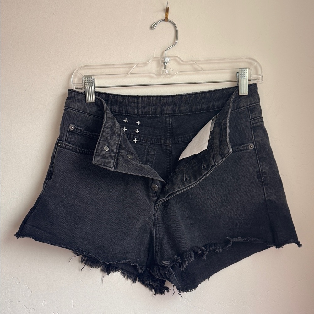 Ksubi Rollin Out Distressed Black Denim Shorts.